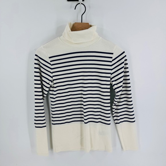 Banana Republic Sweaters - J. Crew Breton Striped Turtleneck Ivory Navy Blue Size S NWT Nautical Preppy